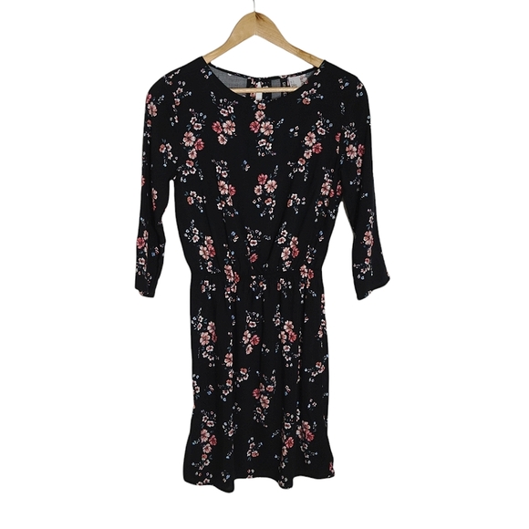 H & M Black Floral Mini Dress (Divided) Size 2 - Picture 6 of 15